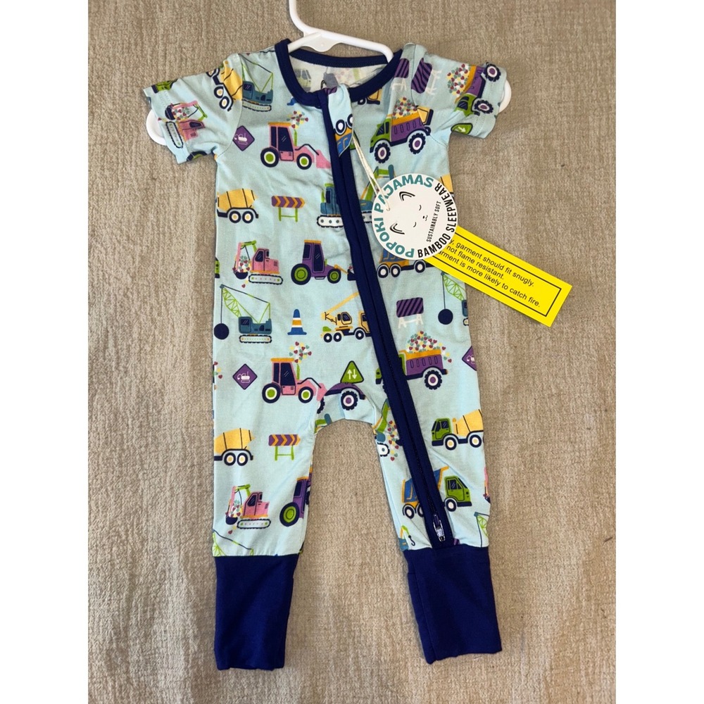 NWT Popoki Zippy Newborn Bamboo Viscose Construction Vehicle PJ Daywear Gift